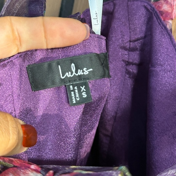 NWT Fairytale Cutie Purple Floral Tie-Strap Tiered Midi Dress Sz XS, S - Picture 13 of 16